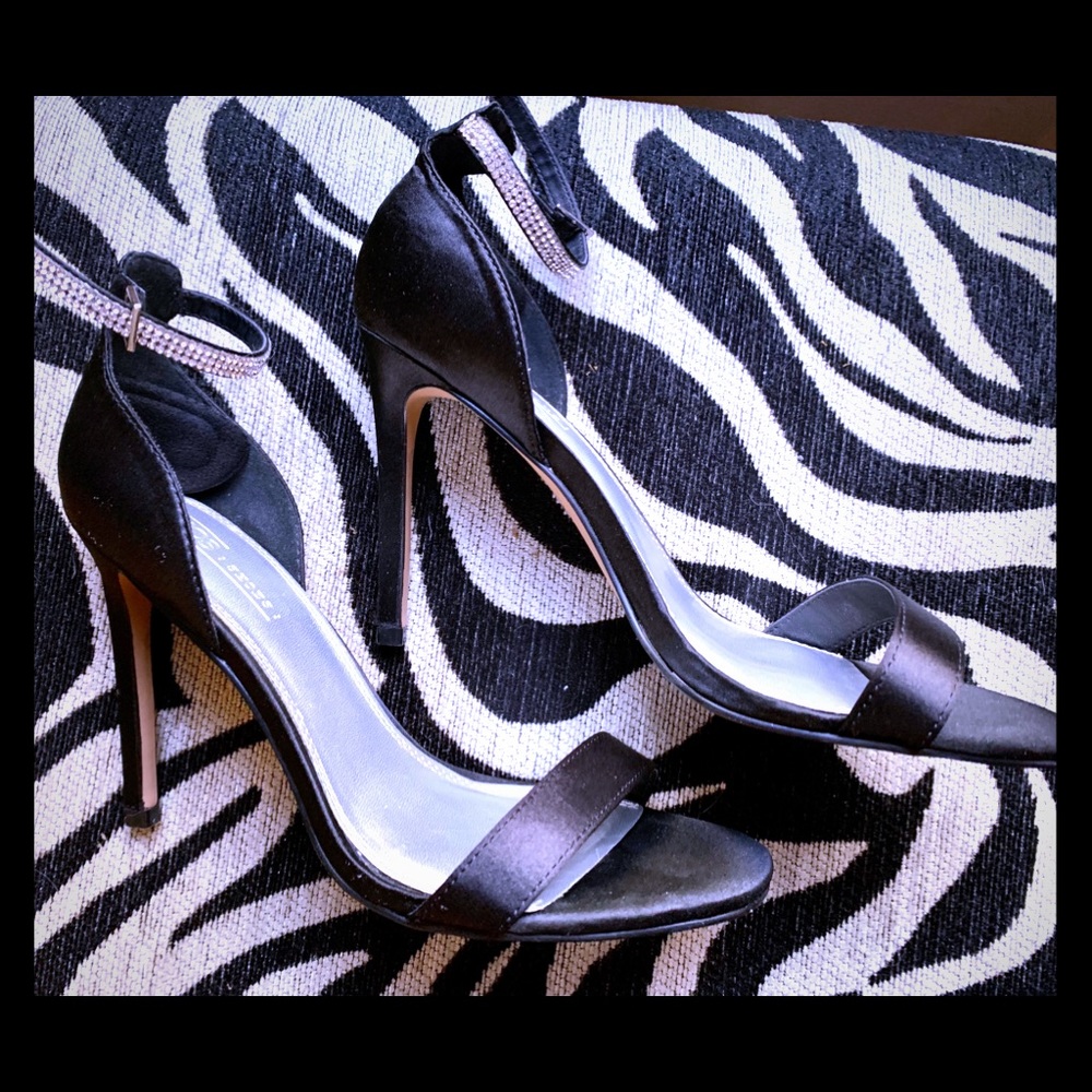 Black Strappy Barely There Heeled Sandals